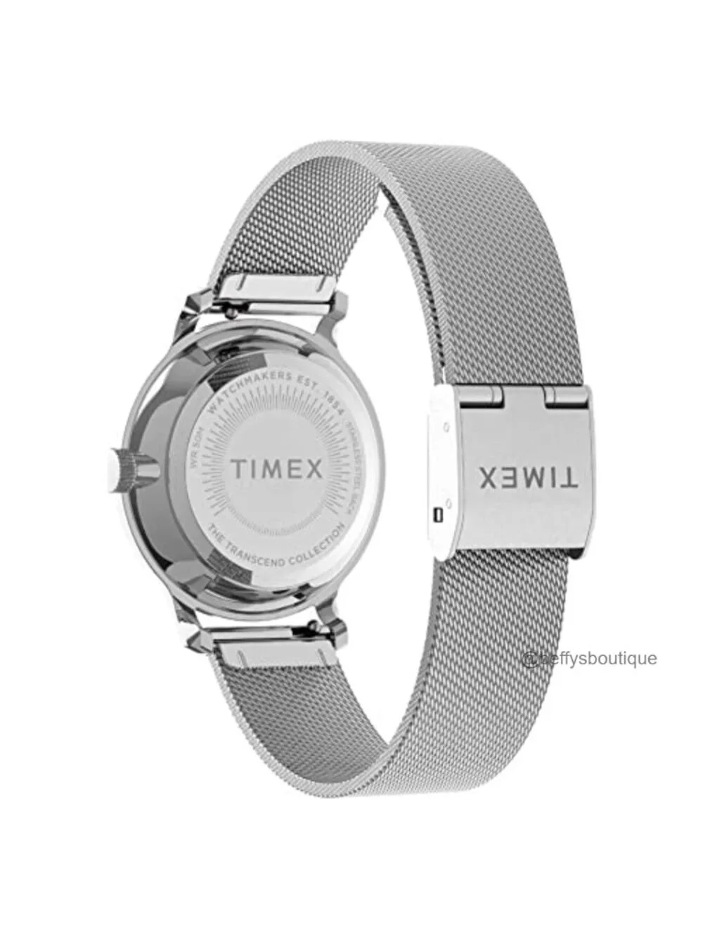 Timex Transcend 34mm Analog Watch, Stainless Steel Mesh Bracelet, Water